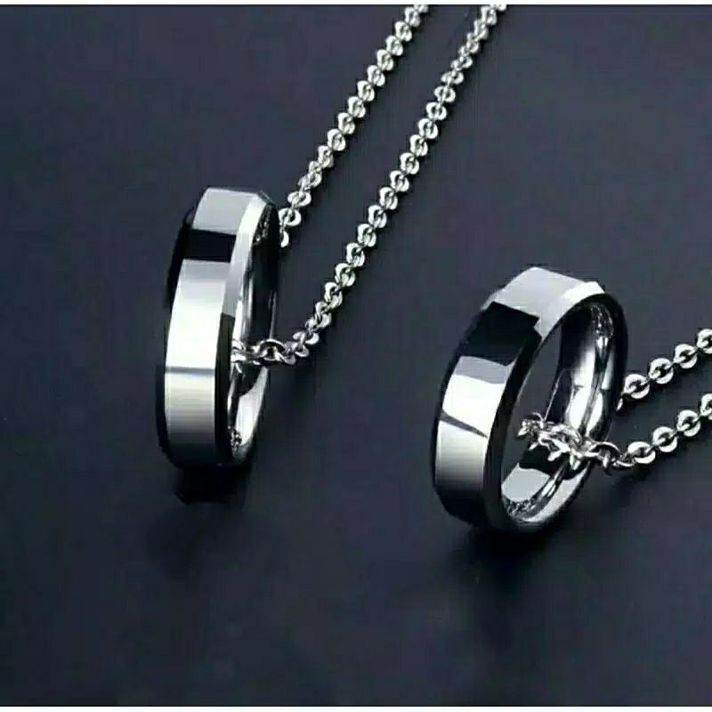 Kalung titanium pria wanita model nuri bandul cincin anti karat tidak luntur Hits 2023 keren cod