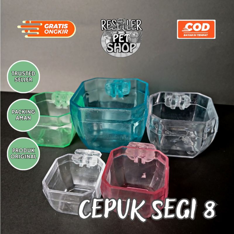 CEPUK SEGI 8 CEPUK WARNA SEGI 8 CEPUK PAKAN BURUNG CEPUK MINUM BURUNG HARGA GROSIR CEPUK MIKA