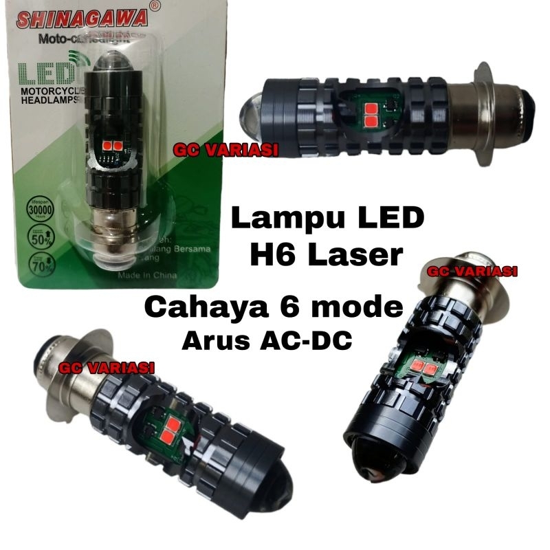 Lampu utama H6 Led 6mode Laser+senja motor bebek matic Mio xion Fino X-Ride soul Jupiter Vega RX kin