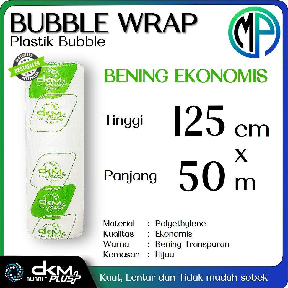 

IK6 Plastik Bubble Wrap Roll Bening 125cm x 50m Berat 3Kg Merek DKMPlus dan Rusfet Coreless Harga