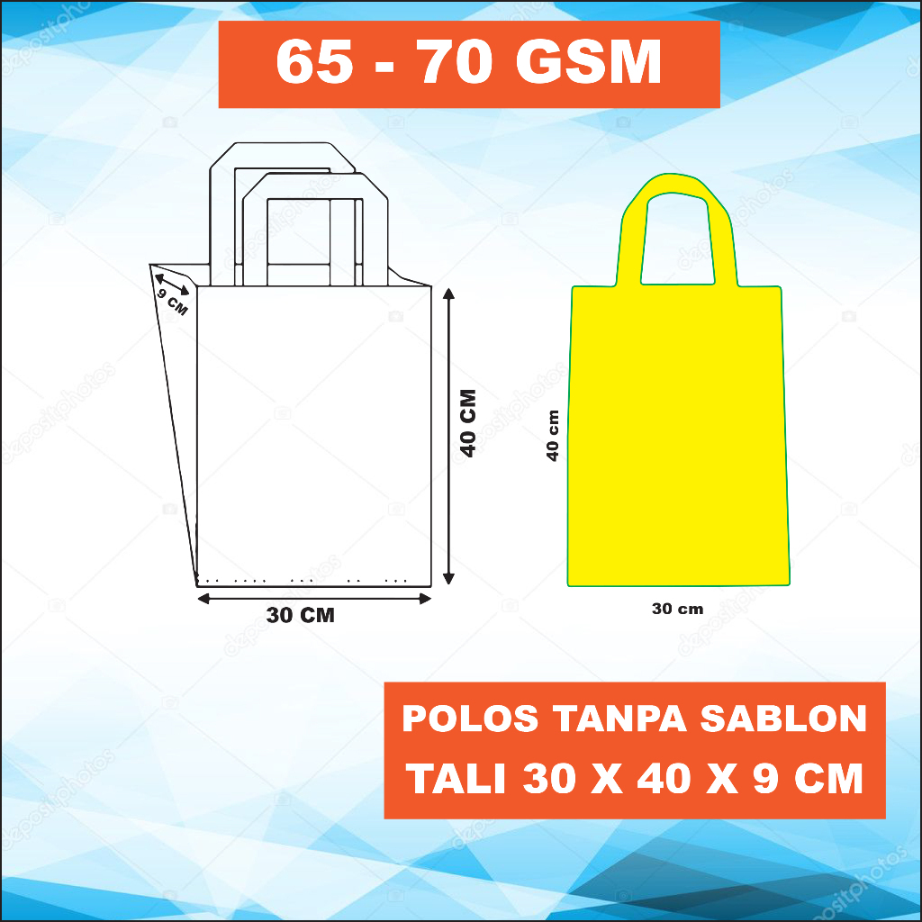 

TAS GOODIEBAG / SPUNBOND / TALI UKURAN 30X40X9 CM POLOS UNTUK SOUVENIR / PERNIKAHAN, ULANGTAHUN