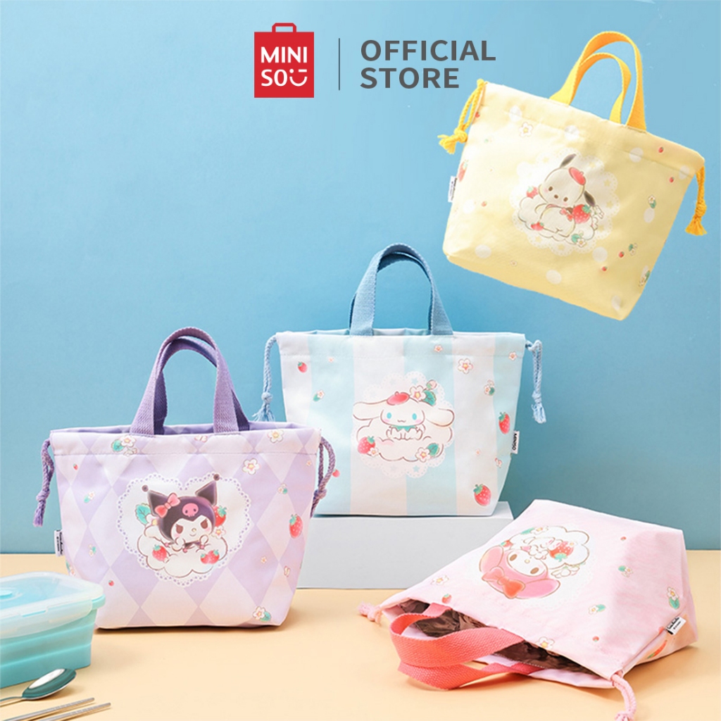 MINISO Sanrio Tas Makan Siang Lunch Bag Sanrio Characters Drawstring Bento Bag Kapasitas Besar Tahan