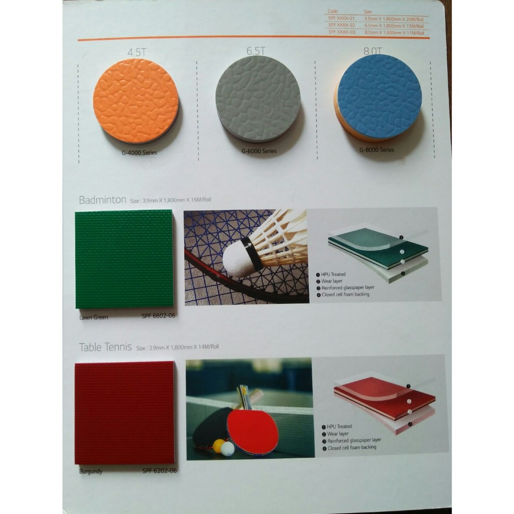 Lantai Vinyl Roll LG REXCOURT SPORT Tebal 4,5 mm