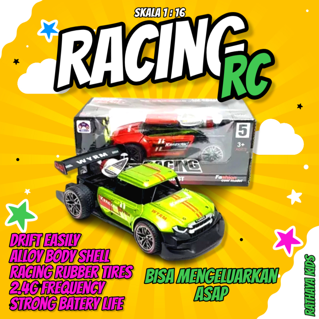 Mainan Mobil remote remot control kontrol cas rc sedan balap racing extreme speed drift keluar asap