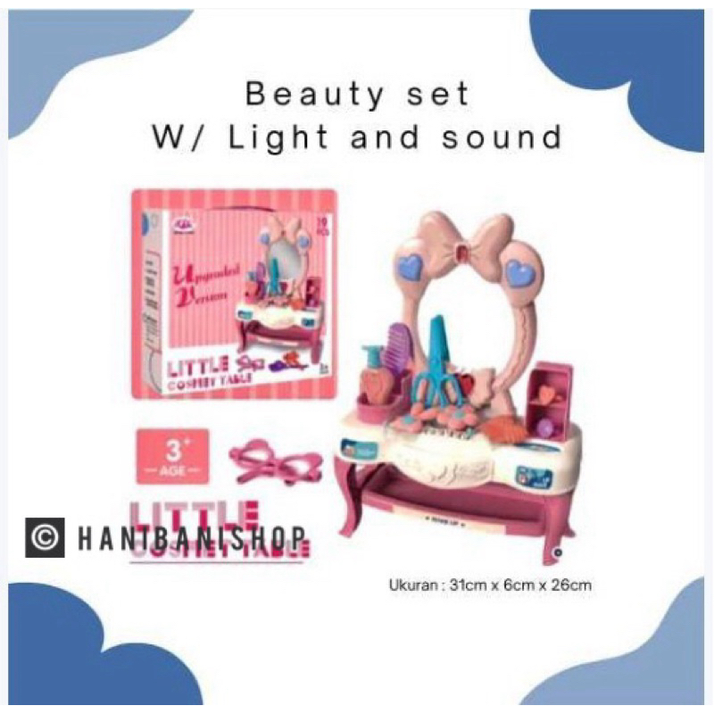 Mainan Pretend Play Edukasi Beauty Set / Salon Anak Dengan Kaca, Lampu dan Music