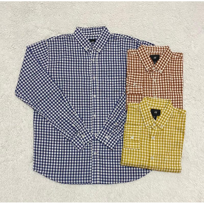 Kemeja HM Made in Bangladesh/ kemeja natal pria/ kemeja lengan panjang pria / kemeja kotak pria/ kem