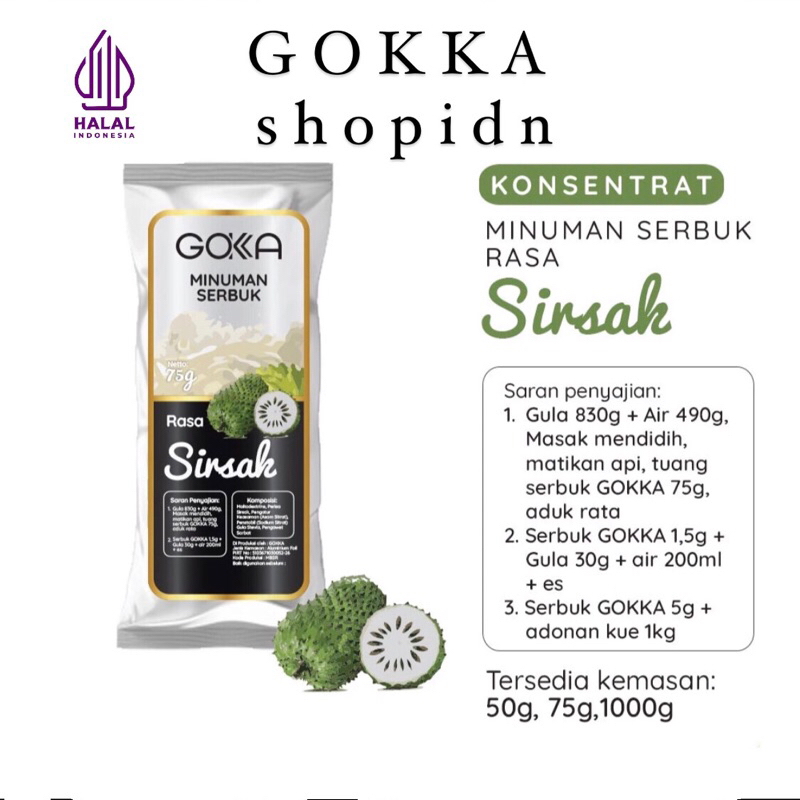 

Bubuk Minuman Sirsak Gokka 50g - Powder drink Soursop 50g [Gokka Drink 50g]