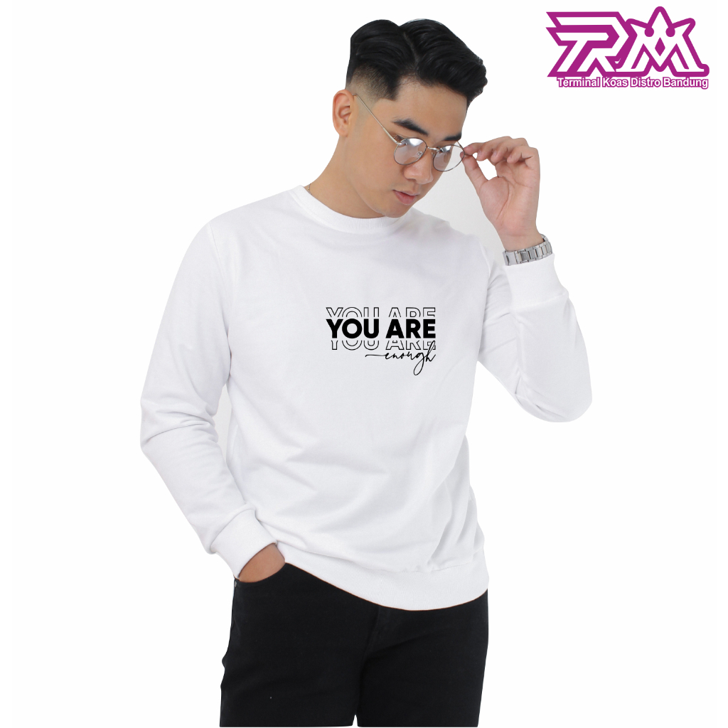Crewneck simple original termurah Sweater Pria Distro Polos Original Crewneck Fleece Keren Sweater P