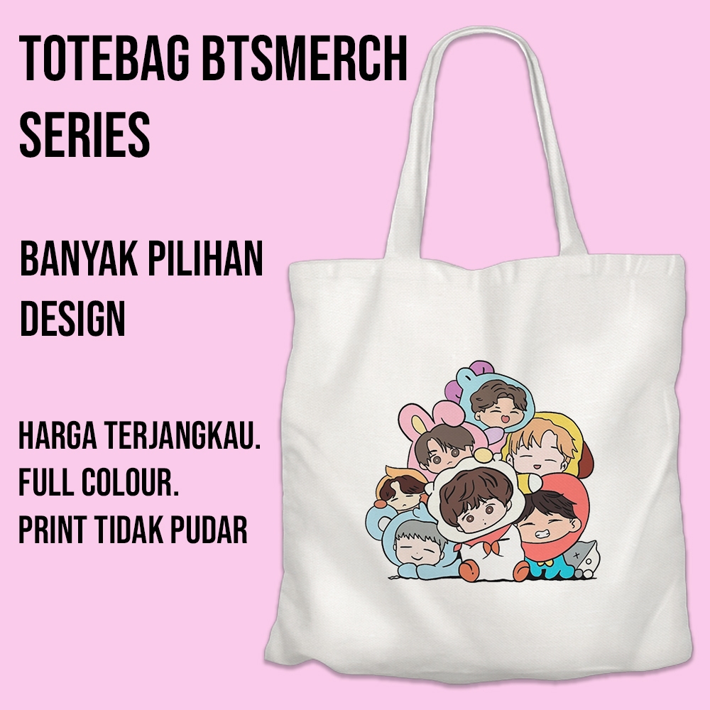 Totebag Aesthetic Korea Kuliah Style Wanita Pria Mini Gambar BTSMerch