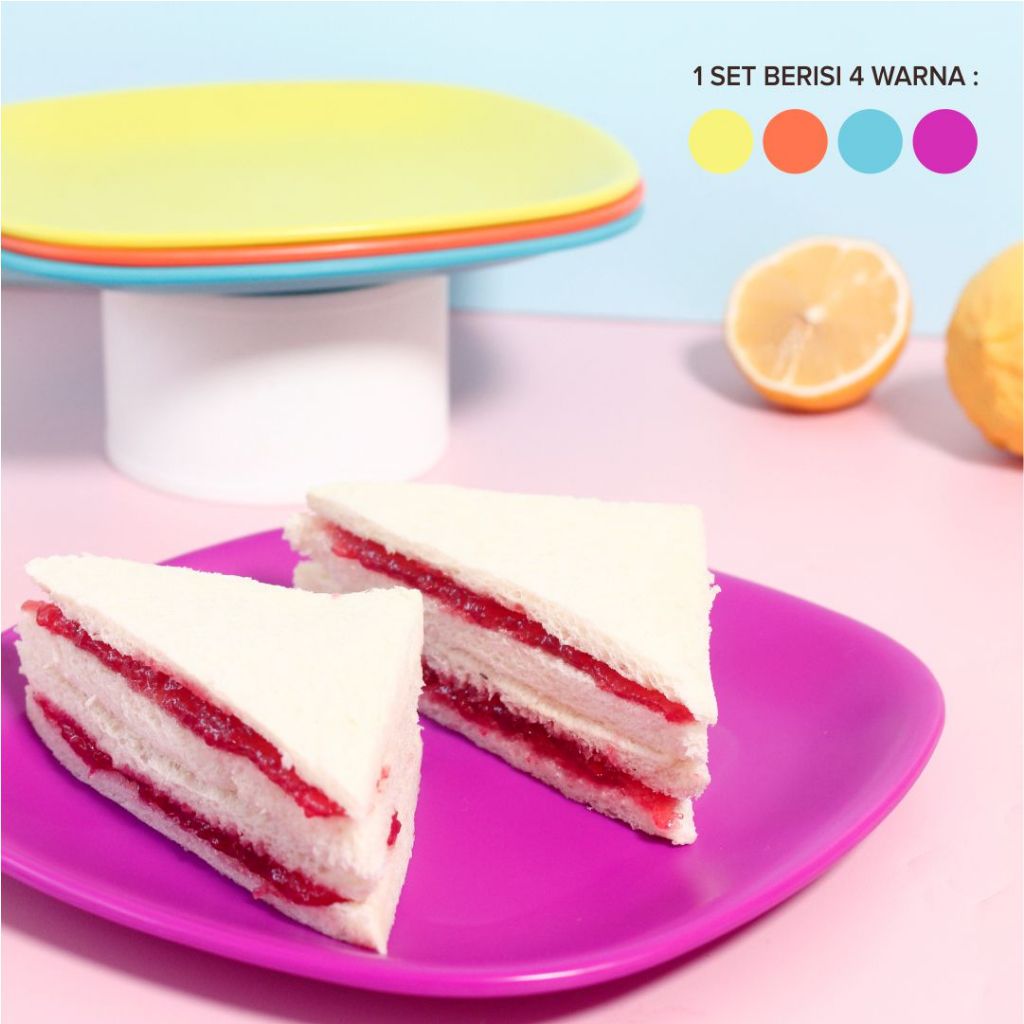 Piring Plastik Tebal 1 Set Warna Cantik 4 PCS