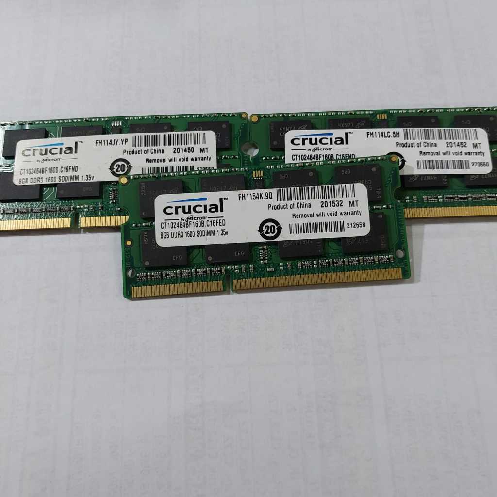 Ram sodimm ddr3L 8gb 12800 crucial 1.35volt