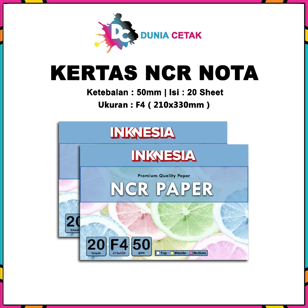 

Kertas NCR Top Mid Bottom 50 gsm F4
