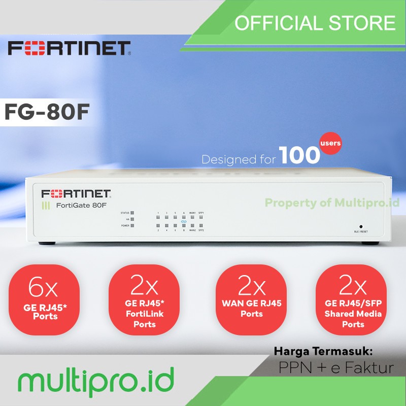 Fortinet Fortigate FG-80F (UTM Bundle License 24x7 and NBD-RMA)