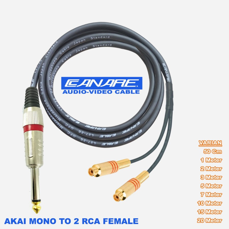 Kabel Audio Jack Akai Mono to 2 RCA Cewe/Female - STANDARD JAPAN