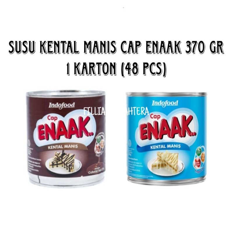 

Susu Kental Manis Cap Enaak - SKM Cap Enaak 370 GR x 48 Can Plain & Cokelat 1 Karton (48 Pcs) Kental Manis ENAAK