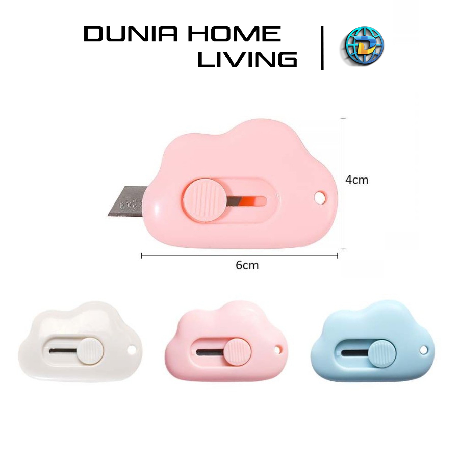 DUNIA HOME LIVING Serbagrosirmurah Cutter Mini Pisau Kecil Silet Bentuk Awan ATK Pembuka Plakban Kertas