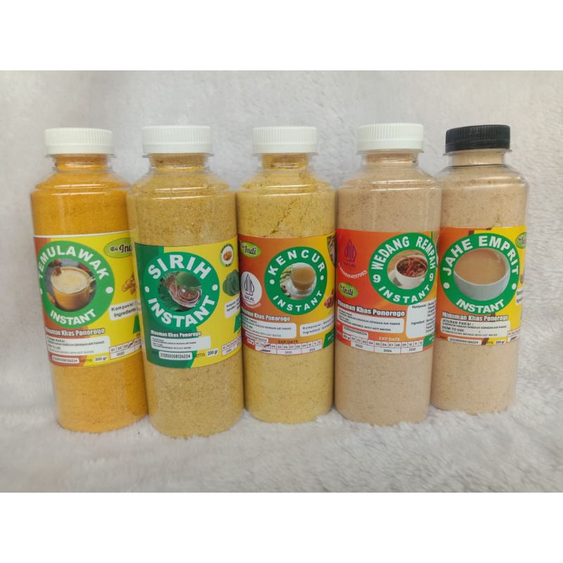 

jamu herbal instan bahan alami jahe kunir temulawak sirih kencur rempah