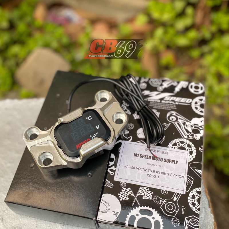 Raiser / klem stang setang CNC set voltmeter koso pnp segitiga rx king / vixion