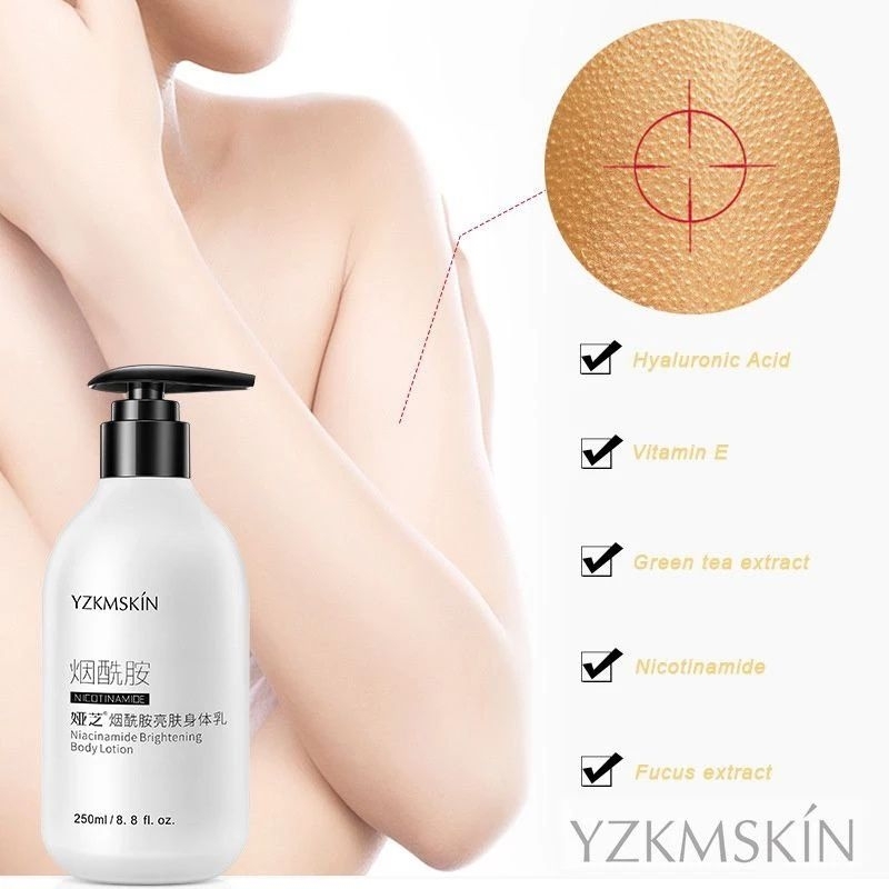 Pemutih Badan YZKMSKIN YAZHI NIACINAMIDE Brightening Body Lotion Pemutih Badan Ala Korea 250ml - Lot