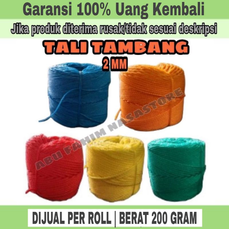 

TALI TAMBANG KETEBALAN 2 MM BERAT 200 GRAM / TALI NILON / TALI TAMBANG KECIL