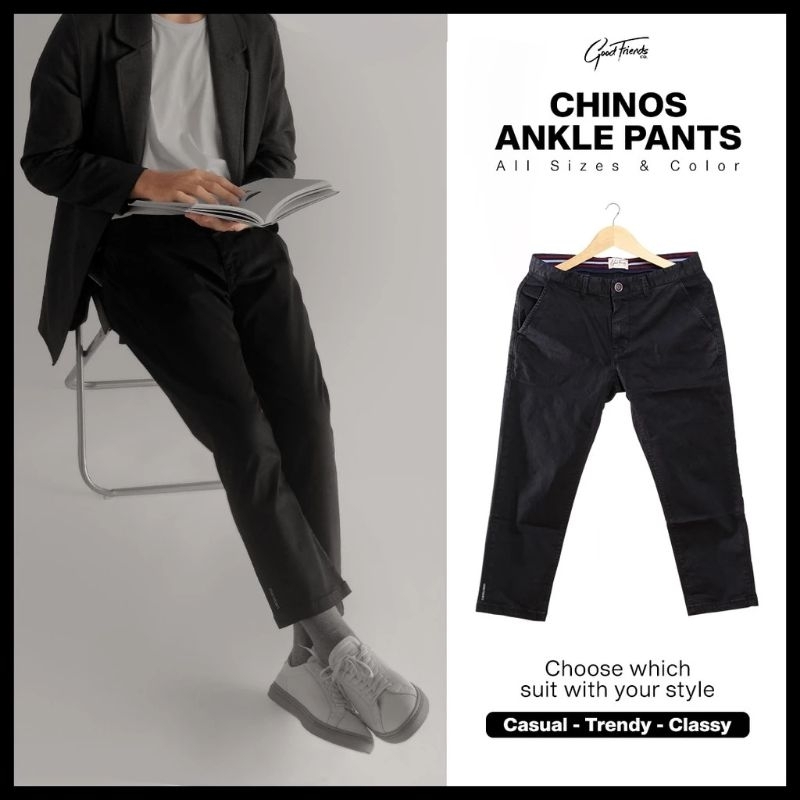 GOODFRIENDS Celana Chinos Ankle Pants / Sirwal (Black)