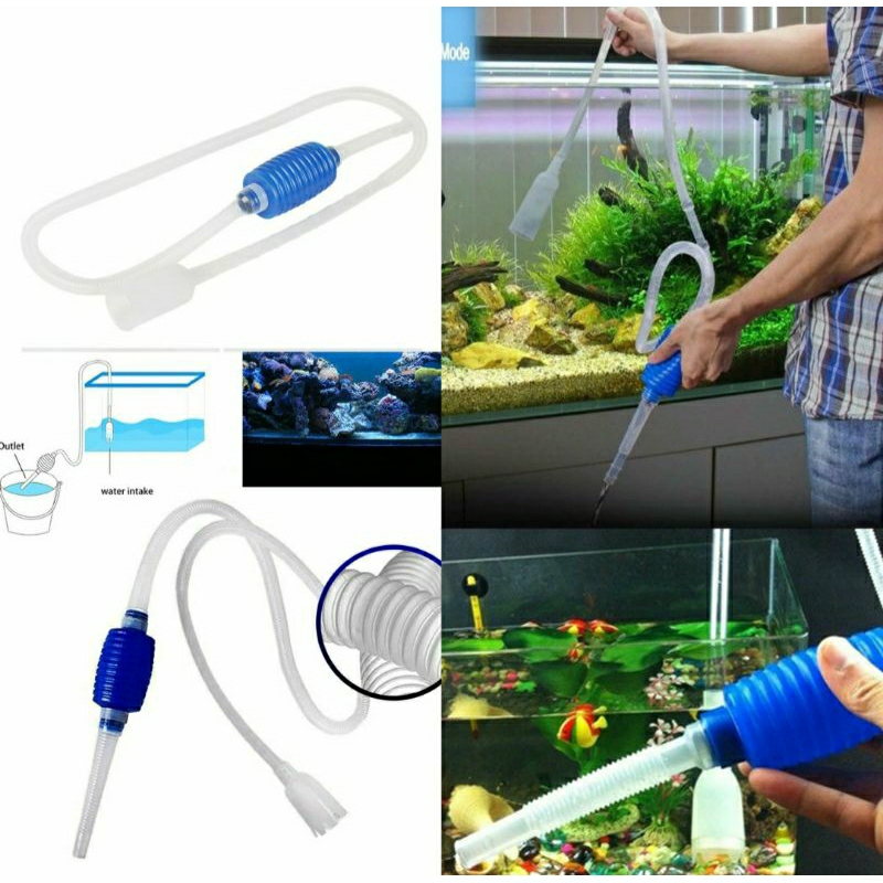 Penguras Penyedot Air Aquarium Kolam Ikan Pompa Tangan Cleaner Pump