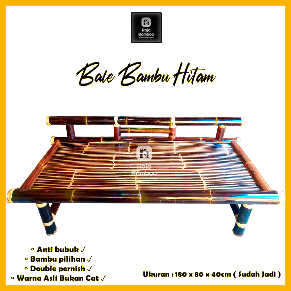 Bale Bambu Hitam | Bale Santai | Bench Bambu | Motif Rotan 180 x 80 |( Sudah Jadi ) By Raja Bamboo