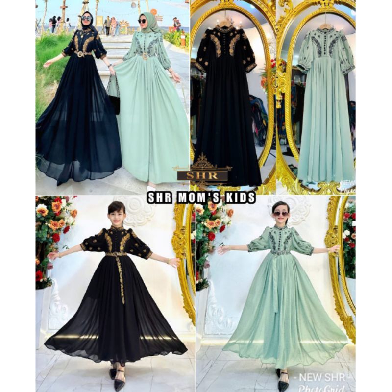 Maxi Dress Couple Ibu & Anak Ceruty Bordir Sultan Ori SHR