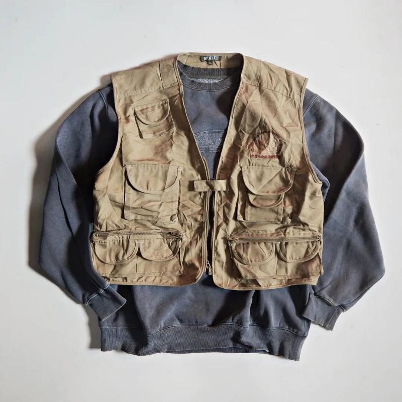 Donky fly utility 3D pocket vest, warna khaki