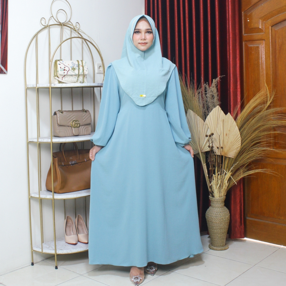 Putroelabel - Gamis Lora Premium Wardah Set Hijab | Dress Casual Wanita Busui Friendly
