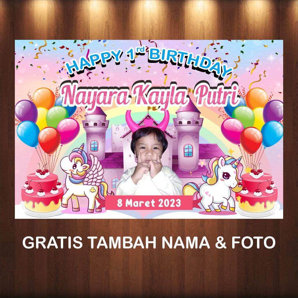 SPANDUK / BACKDROP / BANNER ULANG TAHUN ANAK CUSTOM GRATIS DESIGN | CONTOH UNICORN LITTLE PONNY