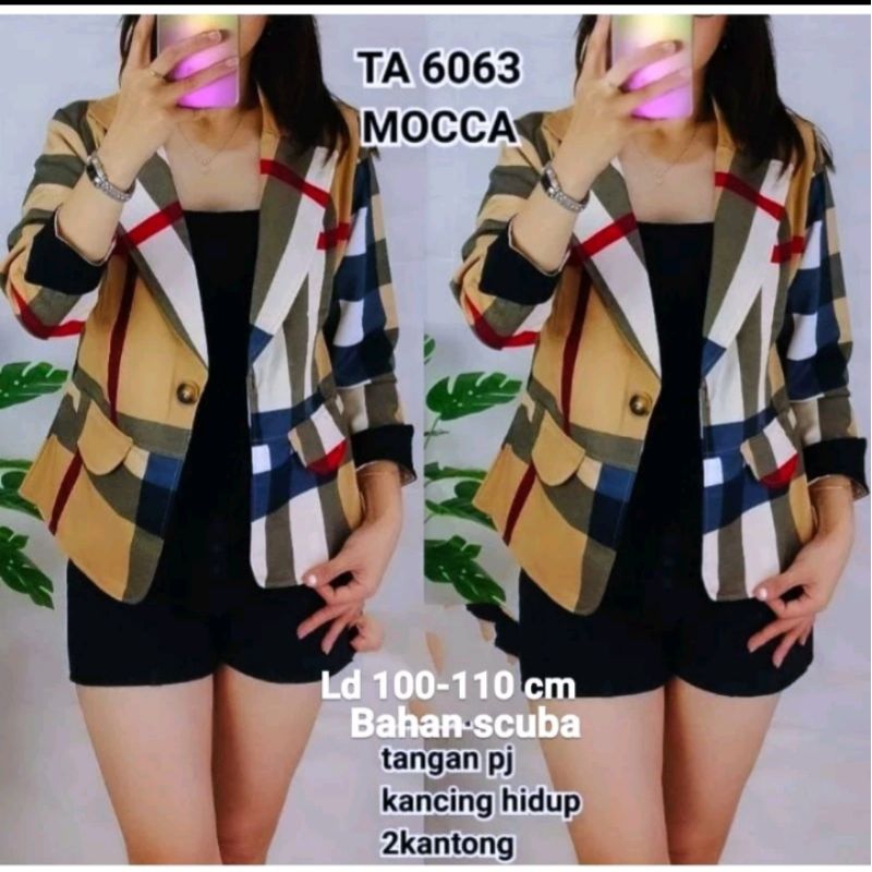 BLAZER WANITA MOTIF KOTAK IMPORT TERBARU