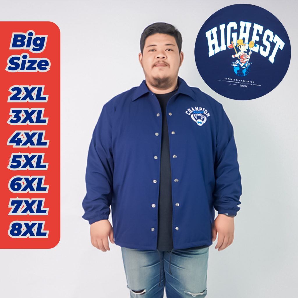 HIGHEST Jaket Coach Pria Big Size Jumbo Sablon Ukuran Warna Biru 2XL 3XL 4XL 5XL 6XL 7XL 8XL HCJ13