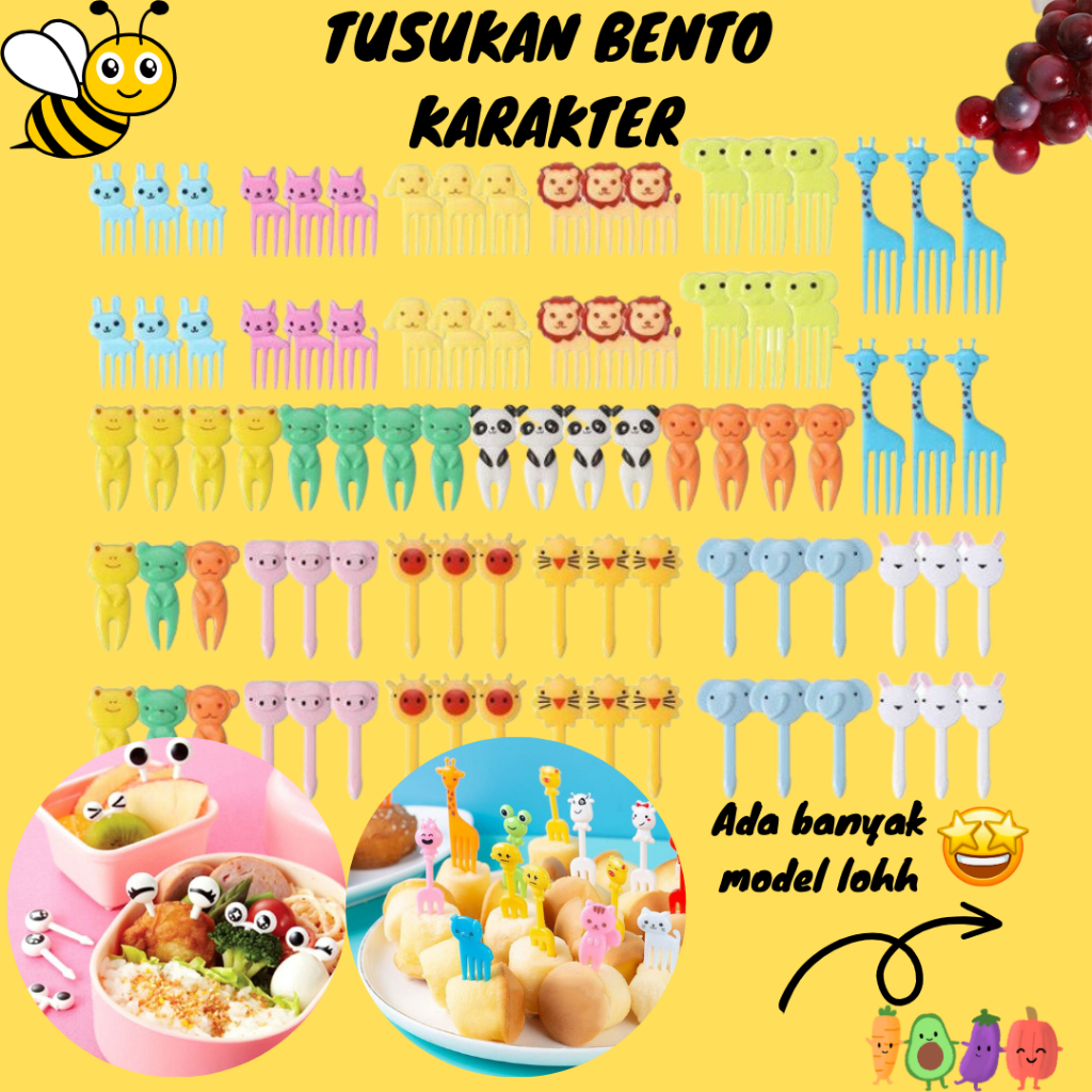 Garpu Bento Tusukan Bento Buah Kue Dessert Foodpicks Dekorasi Hias Bento Motif Mata Hewan Lucu Lunch