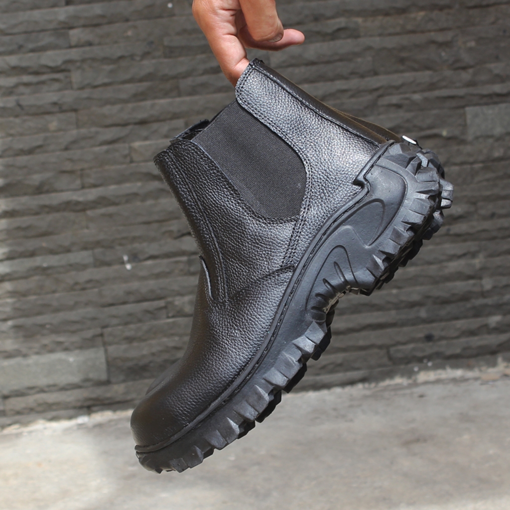 Sepatu Safety Proyek Ujung Besi - Septy Shoes Boot - Septi Kerja Lapangan Kulit Sapi Berkualitas Tin