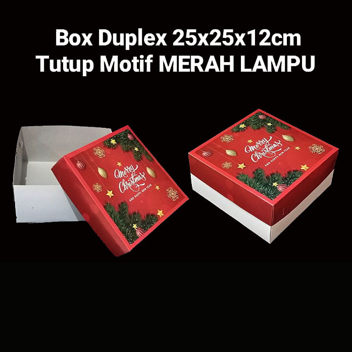 

(5 pcs) kardus duplex tutup natal merah dus kue bolu box chiffon cake hampers christmas xmas ukuran 25x25x12cm