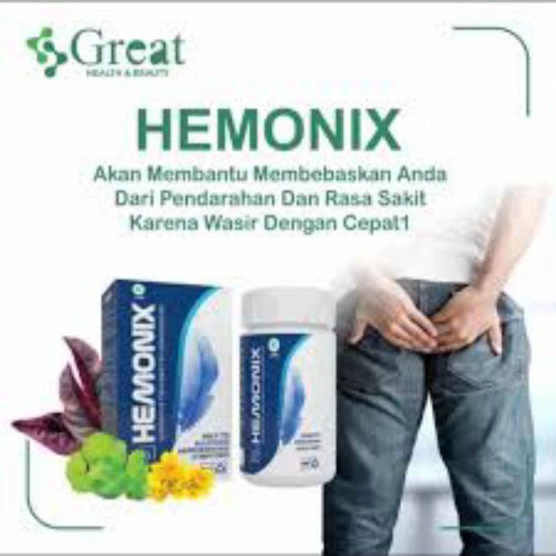 HEMONIX Asli Original Obat Herbal Wasir Ambeien Ambiyen 30 Capsule Bpom