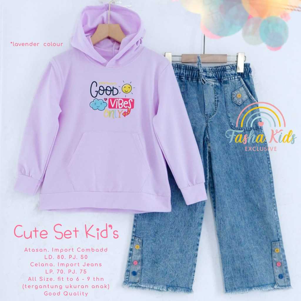CUTE SET KIDS SETELAN BAJU ANAK PEREMPUAN USIA 6-10 TAHUN ONESET ANAK JACKET HOODIE DAN CELANA KULOT