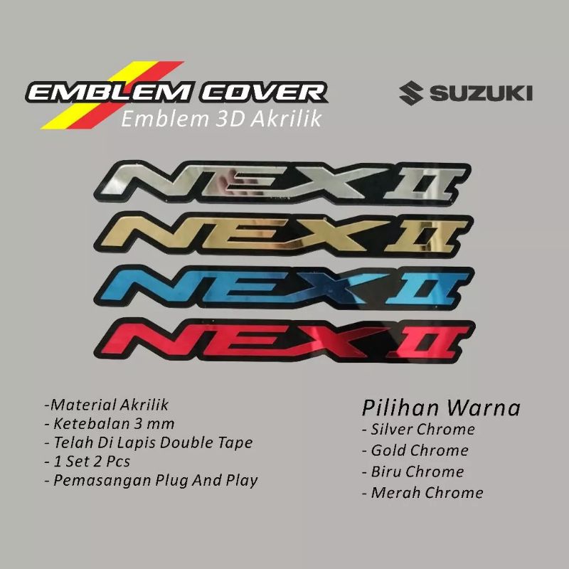 

EMBLEM NEX 2 LOGO TIMBUL 3D BUKAN STIKER GOLD & SILVER 1 SET MUDAH DIPASANG DAN BERKUALITAS