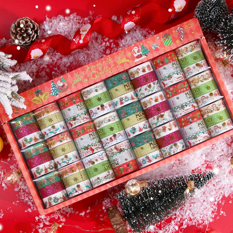 

[ORGM] SET 6PC | Perlengkapan Pesta Dekorasi Natal Isolasi Dekorasi Glitter Isolasi Natal Silver Merah Emas