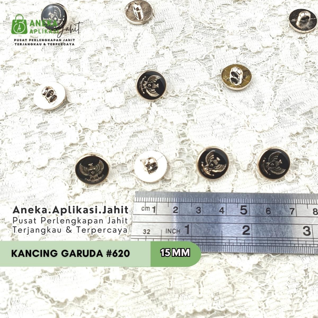 144 BIJI (GROSS) KANCING JAS EPOXY GARUDA EMAS MUDA #620 / KANCING JAS