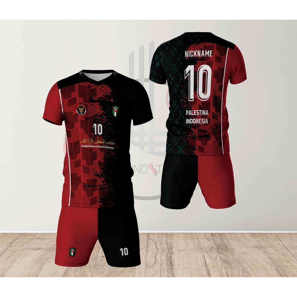 Kaos Jersey Bola Futsal Palestina X Indonesia Dewasa full Printing - The Luminos -