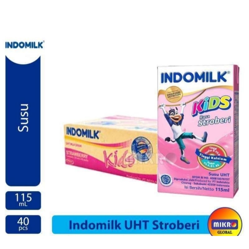 

INDOMILK KIDS SUSU UHT STROWBERY 115 ml 1 Dus [ 40 pcs ]