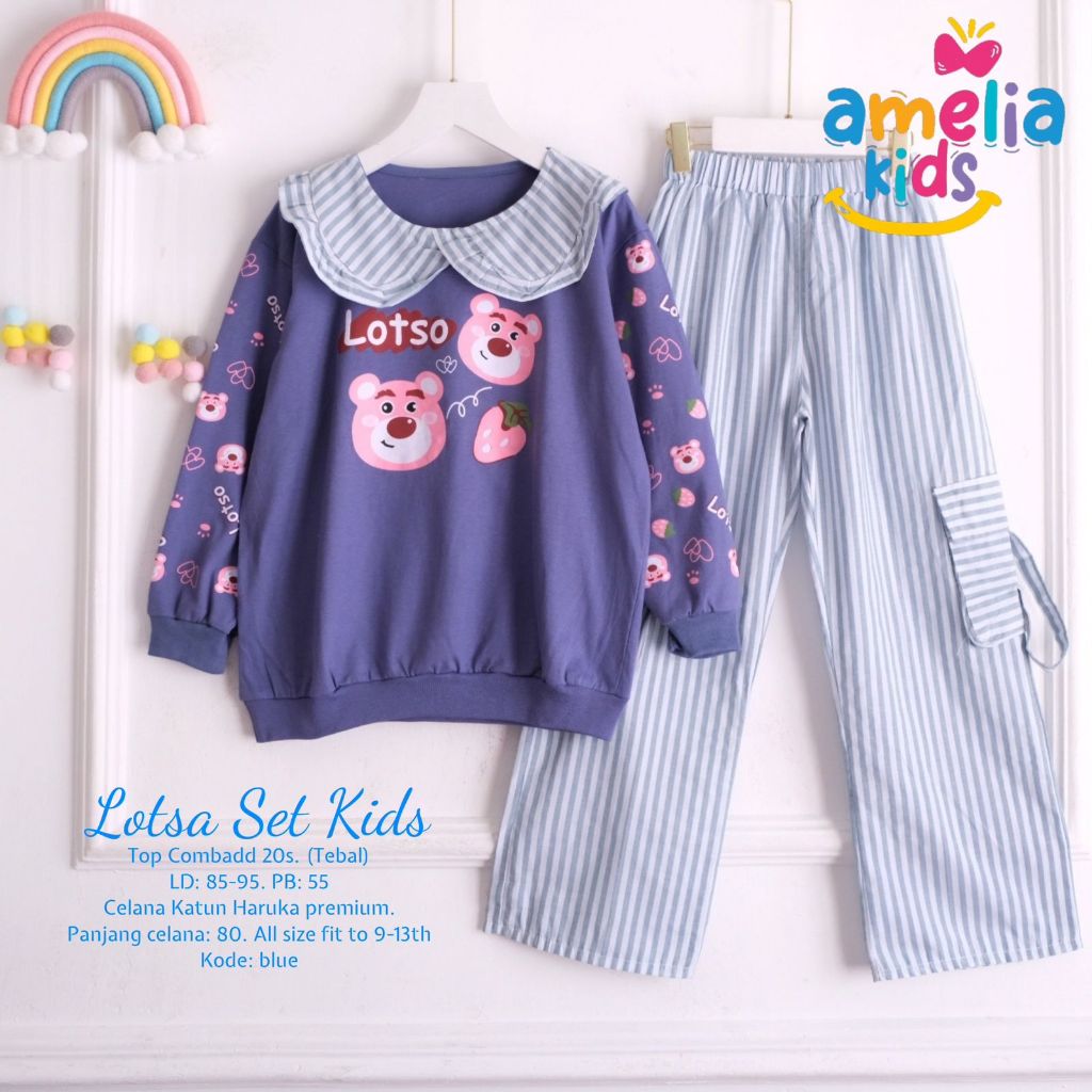 LOTSA SET KIDS  ONESET ANAK BAHAN KATUN ADEM  SETELAN BAJU ANAK PEREMPUAN KAOS LENGAN PANJANG DAN CE