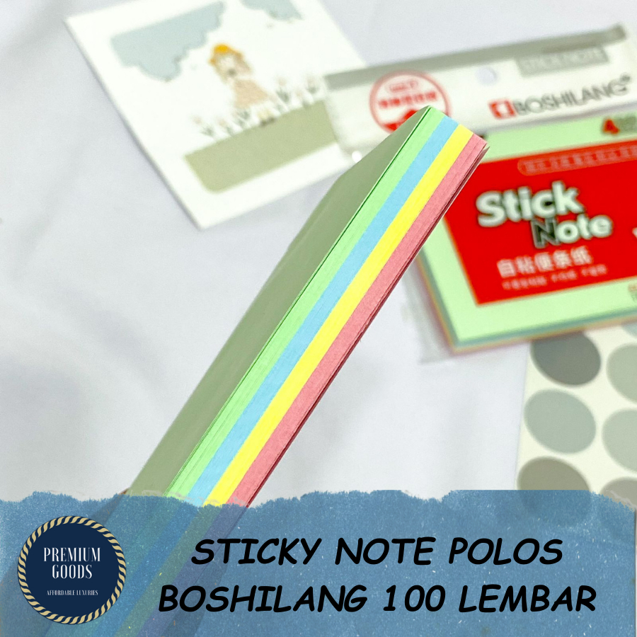 

PEMBATAS BUKU PERSEGI WARNA WARNI / STICKY NOTE POLOS BOSHILANG 100 LEMBAR 10 x 7.5 CM / SLIM MEMO TEMPEL PERLENGKAPAN ALAT TULIS SEKOLAH KANTOR TERBARU