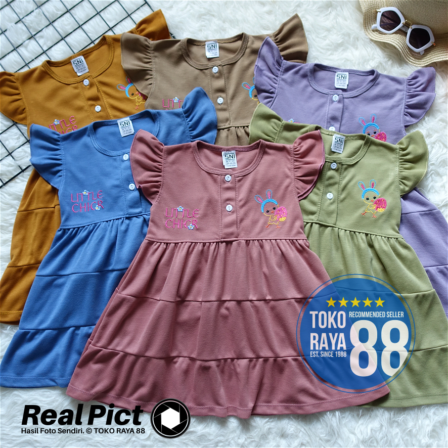 [SDR-RF48] TOKO RAYA 88, Setelan Plain Dress Bayi 1 - 2 Tahun, RED FOREST Polos Little Bird, Baju Ro