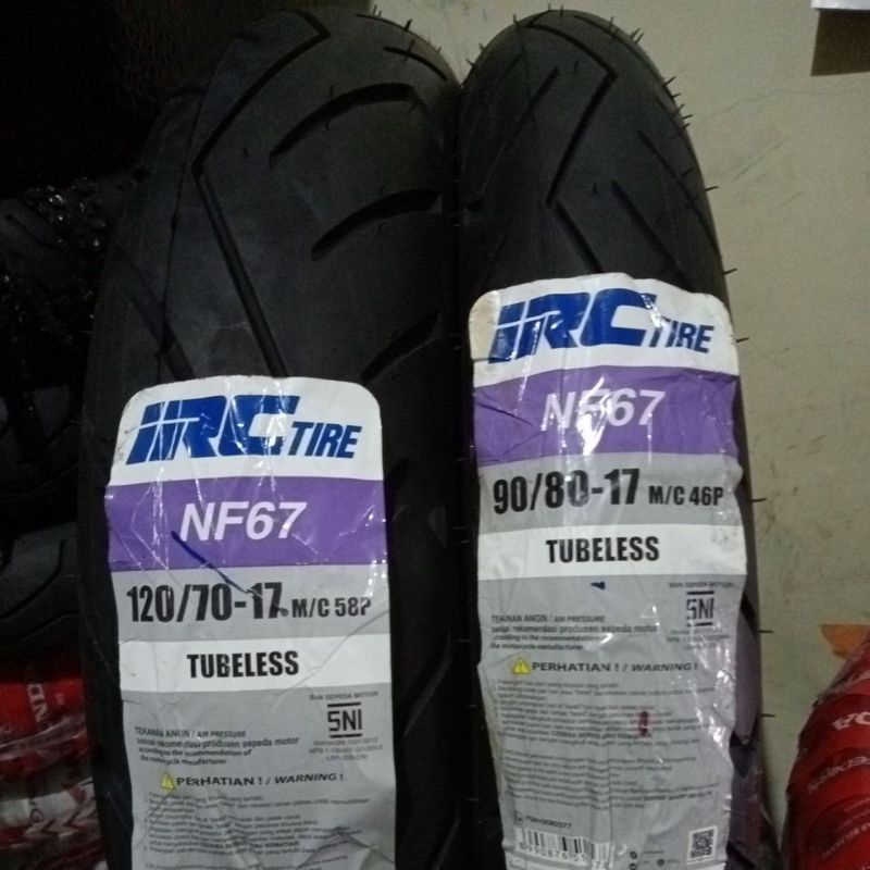 PAKET 120/70 & 90/80 RING 17 BAN SET IRC NF67 NF 67 SEPASANG DEPAN BELAKANG LUAR MOTOR VIXION NEW MX