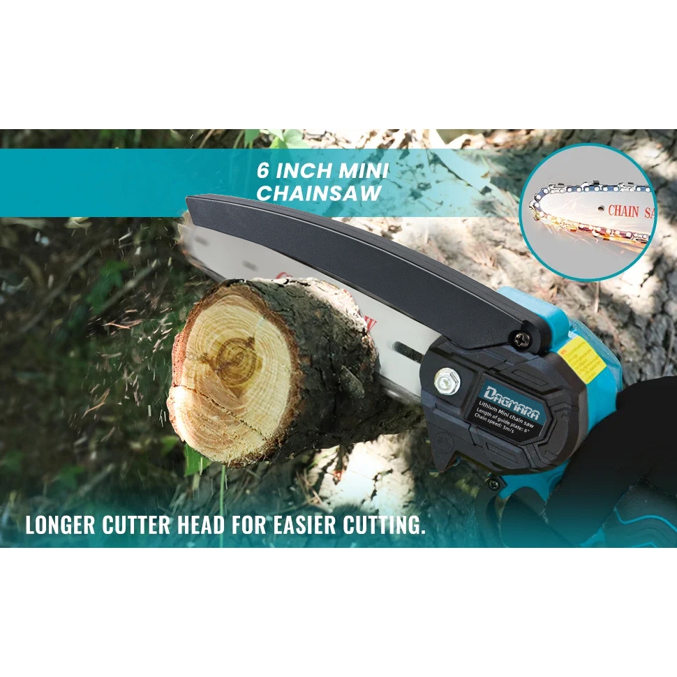 Bamboogrove_ Dagmara Mini Chainsaw 6-Inch Mesin Gergaji Mini Portabel Gergaji Baterai