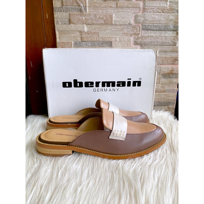 PSPGN.CO | original branded obermain OB40127 mules kulit wanita selop slide kasual pesta luxury 36