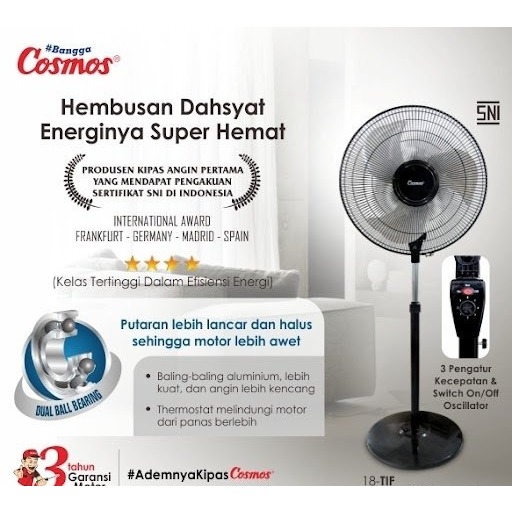 COSMOS POWER FAN KIPAS BESI KIPAS ANGIN BERDIRI TIF 1801S 18 INCH COSMOS TIF 1801 S